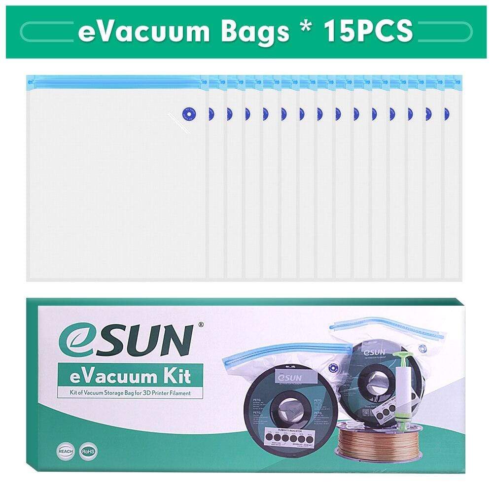 eVacuum Lot de 10 sacs de rangement sous vide pour filament d'imprimante 3D,  prévention et surveillance de l'humidité, 10 sacs avec 15 déshydratants, 15  cartes indicateur d'humidité et 1 pompe : 