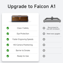 Charger l'image dans la galerie, SainSmart.com CNC Router 10W / USA Creality Falcon A1 10W Laser Engraver, Enclosed Laser Cutter with Air Assist, HD Camera Positioning, Beginner-friendly, Class 1 Safety Laser Engravering Machine for Wood and Metal, Acrylic