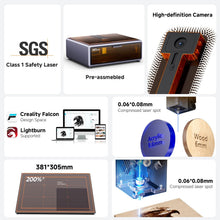 Charger l'image dans la galerie, SainSmart.com CNC Router 10W / USA Creality Falcon A1 10W Laser Engraver, Enclosed Laser Cutter with Air Assist, HD Camera Positioning, Beginner-friendly, Class 1 Safety Laser Engravering Machine for Wood and Metal, Acrylic