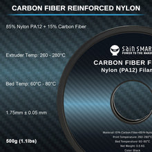 Load image into Gallery viewer, SainSmart.com Filament ePA12-CF 1.75mm Carbon Fiber Nylon Filament, 0.5kg, Accuracy +/- 0.05 mm, Black
