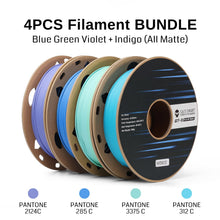 Charger l'image dans la galerie, SainSmart.com Filament GT-3 High Speed Four-Color Bundle Matte PLA Filament, 1.75mm 500g X 4 Spools, 4.4lbs (2kg) Blue, Green, Violet, Indigo