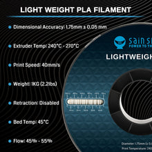 Load image into Gallery viewer, SainSmart.com Filament LW-PLA Filament, 1.75mm, Black &amp; White, 1KG, Lightweight Low-Density Active Foaming PLA for 3D Print RC Planes Drone Parts