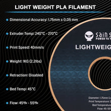 Load image into Gallery viewer, SainSmart.com Filament LW-PLA Filament, 1.75mm, Black &amp; White, 1KG, Lightweight Low-Density Active Foaming PLA for 3D Print RC Planes Drone Parts