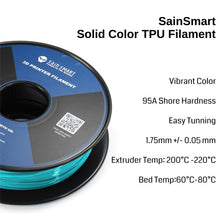 Load image into Gallery viewer, SainSmart.com Filament Neon Cyan, Cyberpunk Color TPU Filament 1.75mm 0.8kg/1.76lb