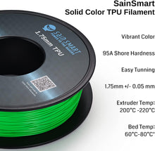 Load image into Gallery viewer, SainSmart.com Filament Neon Green, Cyberpunk Color TPU Filament 1.75mm 0.8kg/1.76lb