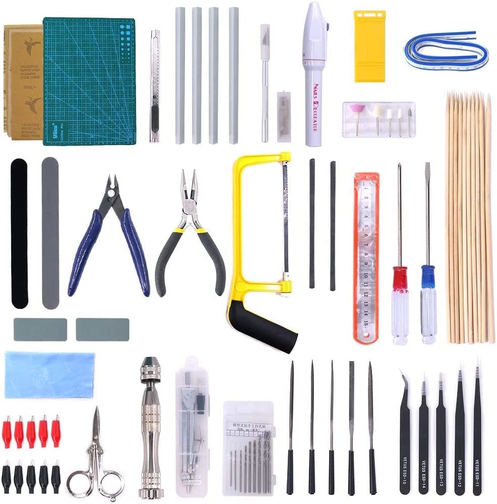 87 PCS Post Processing ToolKit Compatible for Modelling Basic Tools for Model  Kit Building Beginner Hobby Model Assemble Building with Duty Plastic  Container