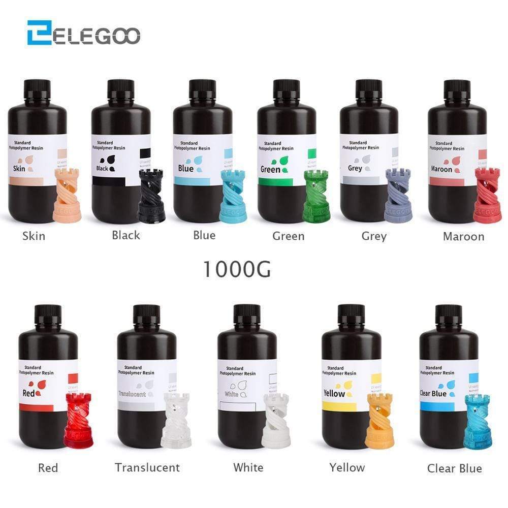 ELEGOO Resin LCD UV-Curing 405nm Standard Photopolymer Resin for LCD 3D  Printer 1000gr