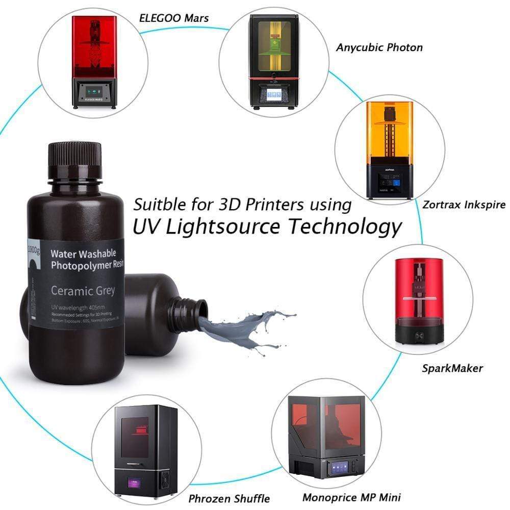 NOVA3D Résine UV lavable à l'eau 405 nm Résine 3D pour imprimante LCD/SLA  1000 g Noir