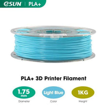 Load image into Gallery viewer, eSUN 3D Printing Materials Light Blue eSUN 3D Printer Filament PLA+ 1.75mm 1KG (2.2 LBS) Spool