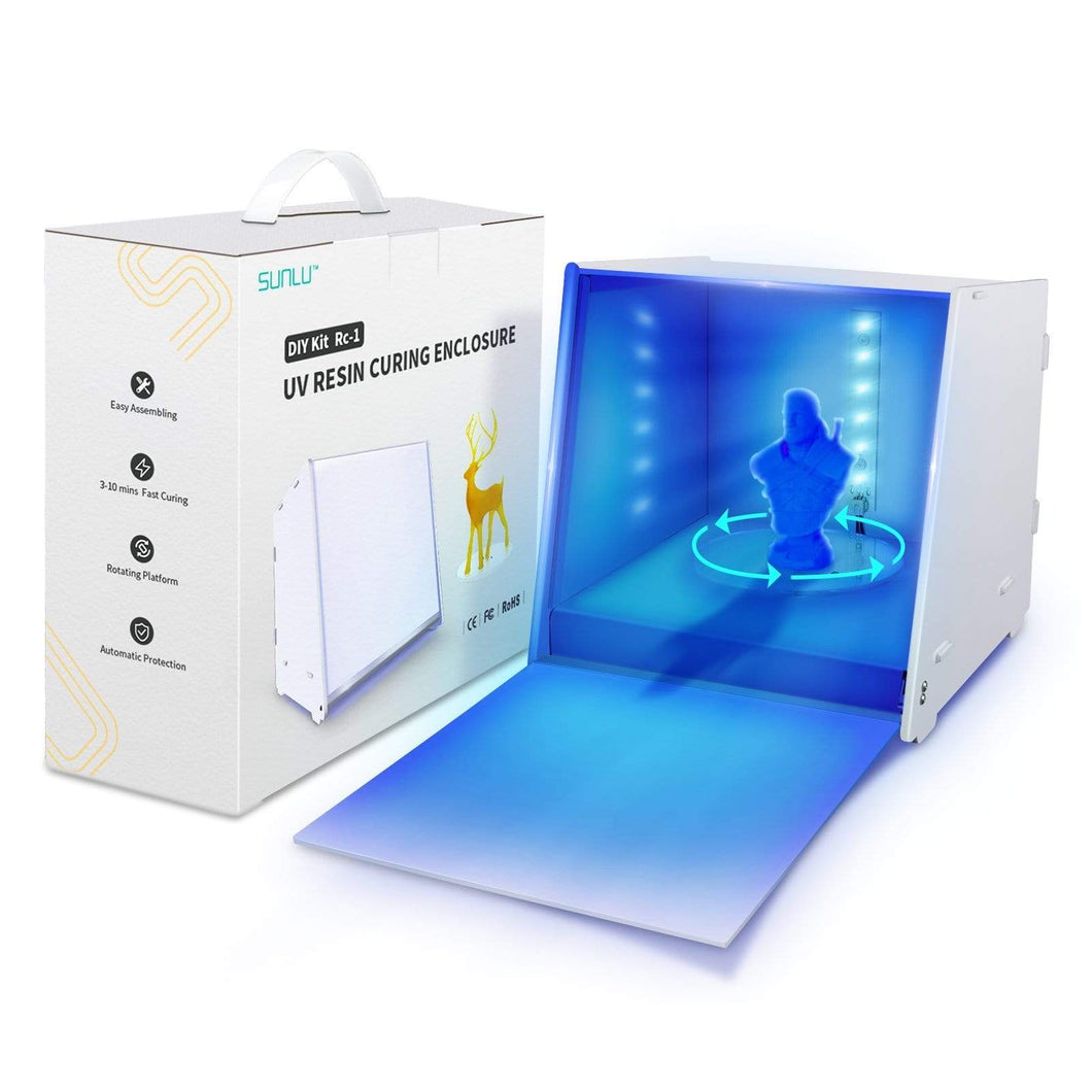 SunLu 3D 3d printer USA / UV Resin Curing Box SUNLU UV Resin Curing Box Suitable for 405nm Resin Dryer Lamp with Electric Turntable/Adjustable Timer for SLA DLP LCD 3D Printer UV Model
