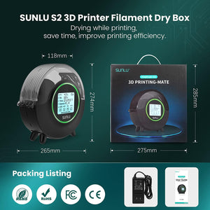 SunLu 3D Printer Accessories SUNLU S2 FilaDryer, 360°C Heating 3D Printer Filament Dryer
